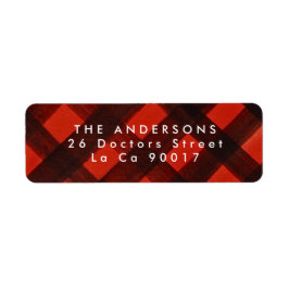 Etiqueta Natal Xadrez Vermelho Preto Pintura Moderna