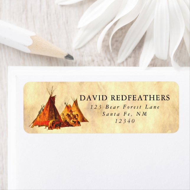 Etiqueta Native American Tipi Assiniboine Tipis Parchment (Insitu)