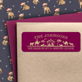 Etiqueta Natividade Cena bebê Jesus Cristo Endereço de reto