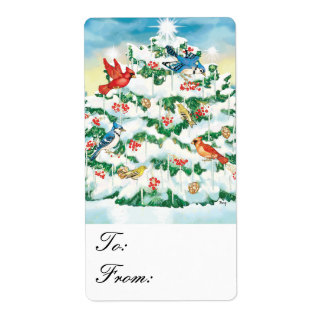 Etiqueta Natureza das Aves Selvagens Starlit Árvore de Nata