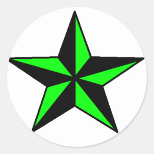 Etiqueta náutica verde de néon da estrela redond