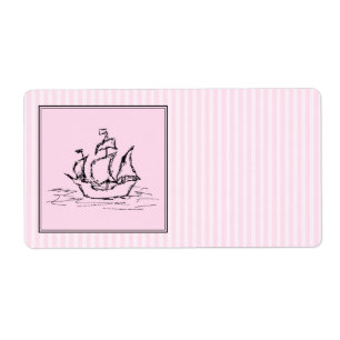 Etiqueta Navio de pirata. Preto e rosa