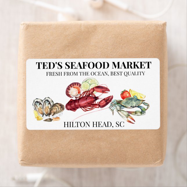 Etiqueta Negócio de Mercado de Frutos do Mar Lagosta Carang (Insitu)