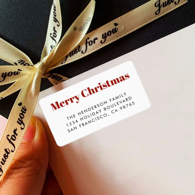 Etiqueta Negrito Moderno Simples Feliz Natal (Criador carregado)