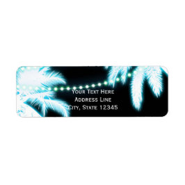 Etiqueta Neon Glowing Palm Trees Beach Party Summer