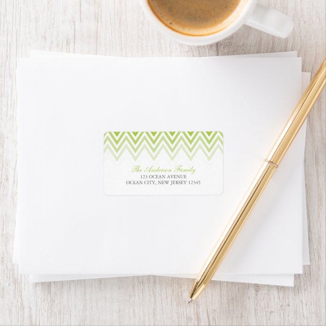 Etiqueta Neon Green Ombre Chevrons (Insitu)
