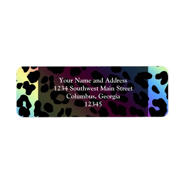 Etiqueta Neon Rainbow Leopard Pattern Impressão (Frente)