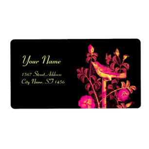 Etiqueta NIGHTINGALE COM ROSAS, cor-de-rosa, cor-de-rosa, c