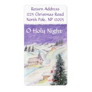 Etiqueta Noite Estrelada em Água de Natal em Neve