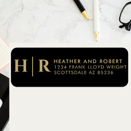 Etiqueta Noiva do Monograma de Casamento e Endereço de Regr