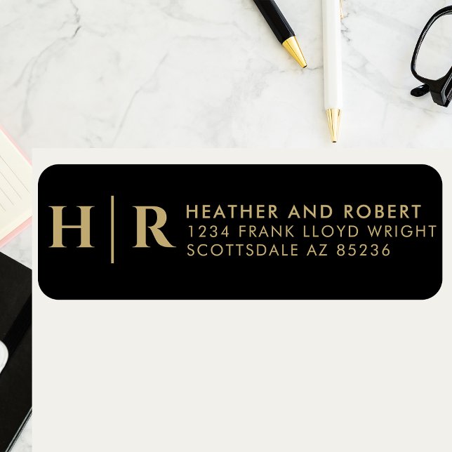 Etiqueta Noiva do Monograma de Casamento e Endereço de Regr (Criador carregado)