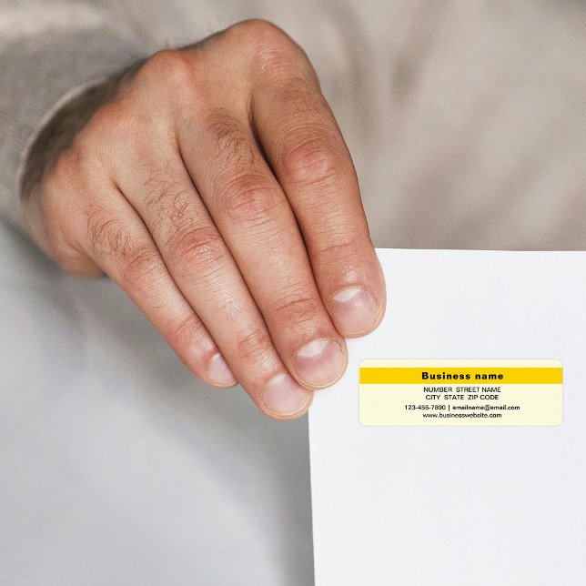 Etiqueta Nome Comercial Destacado no Endereço de Remetente  (Yellow return address label with your highlighted business name)