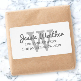 Etiqueta Nome Cursivo | Endereço de devolução monograma