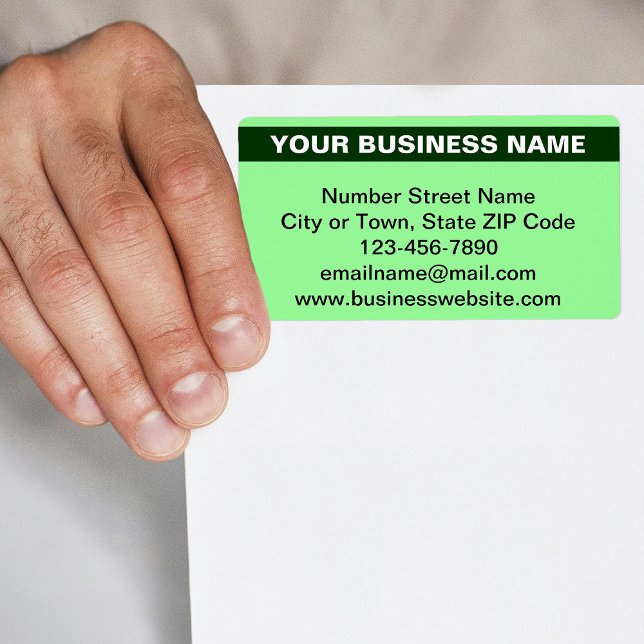 Etiqueta Nome da Empresa Destacado em Remessa Verde Claro (Light green shipping label with your highlighted business name)