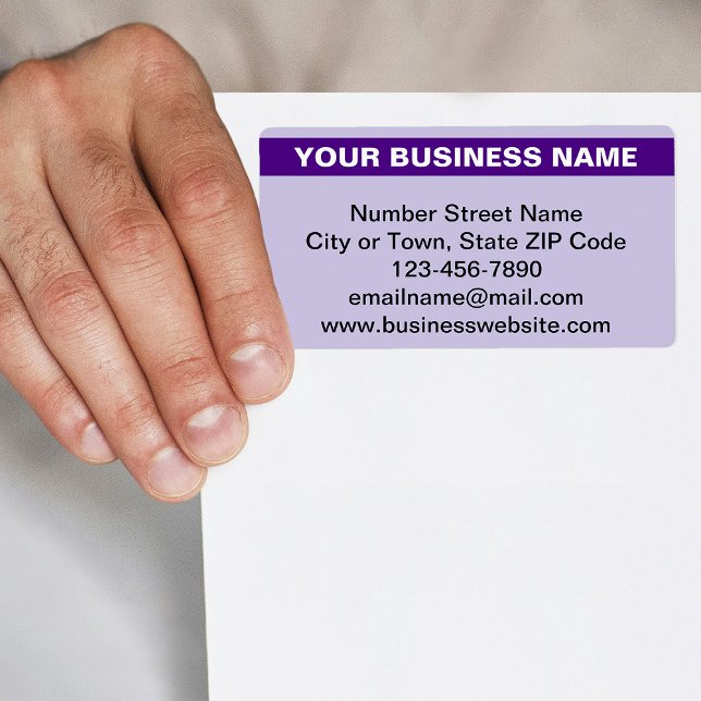 Etiqueta Nome da Empresa Destacado no Rótulo de Envio Roxo (Purple shipping label with your highlighted business name)