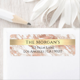 Etiqueta Nome da Família Banda Dourada Branco e Rosa mármor