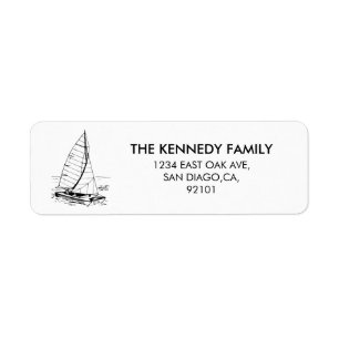 Etiqueta Nome Da Família Black And White Sailboat