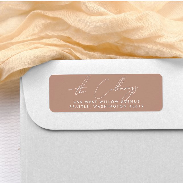 Etiqueta Nome da Família de Script Simples Elegante Boho Br (Return Address Label Mock-up)