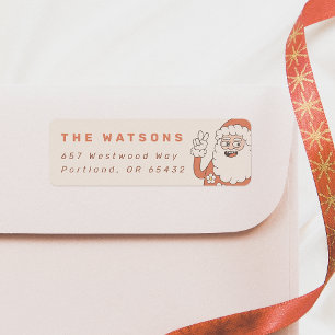 Etiqueta Nome da Família Retro dos Papais noeis de Paz Groo