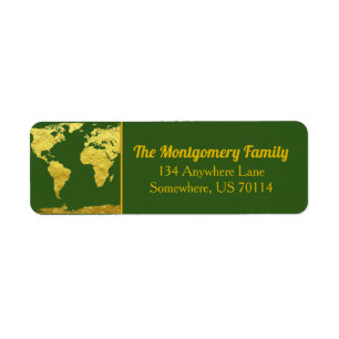 Etiqueta Nome de família Dourado do viajante   do mapa do