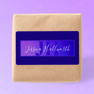 Etiqueta Nome de Script Elegante Moderno e Monograma Roxo