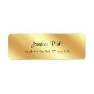 Etiqueta Nome de Script Manuscrito Faux Dourado Moderno Ele