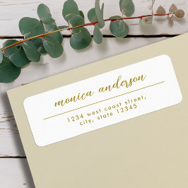 Etiqueta Nome de Script Minimalista Branco Elegante Dourado