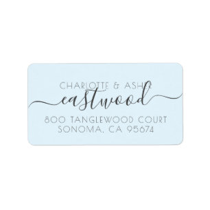 Etiqueta Nome do casal Monograma Blue Return Address Label