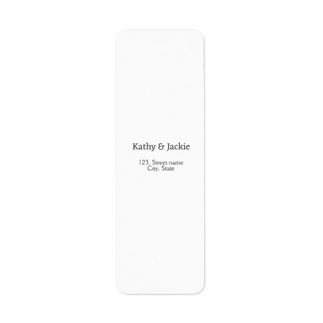 Etiqueta Nome do casal preto branco endereço simples da cid (Frente)
