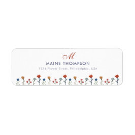 Etiqueta Nome do Monograma de Script de Flores Coloridas Si