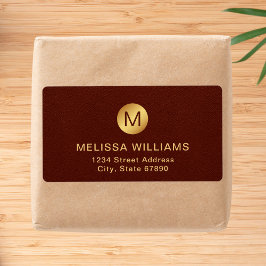 Etiqueta Nome do Monograma Elegante Textura Vermelha e Reme