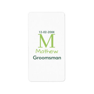 Etiqueta nome do padrinho verde masculino letra data pastel