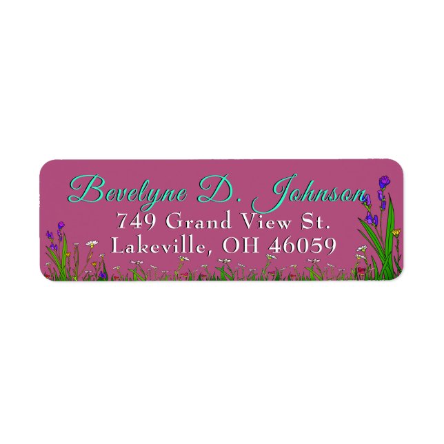 Etiqueta Nome do Script Grass & Flower Border no Burgundy (Frente)
