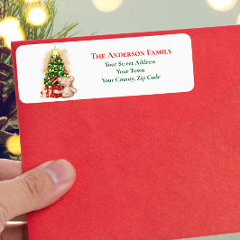 Etiqueta Nome do Ursinho da Árvore de Natal com Aquarela sa