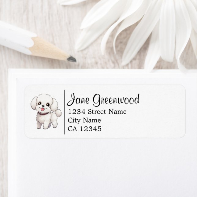 Etiqueta Nome e Endereço de Cachorro Branco Fofinho Bichon  (Insitu)