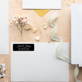 Etiqueta Nome Estilizado Preto Endereço de Devolução de Cas