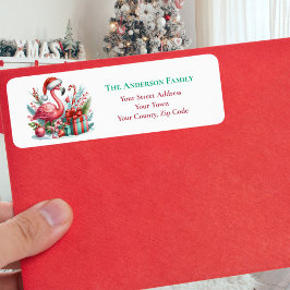 Etiqueta Nome Flamingo Greenery, cor-de-rosa, de Natal