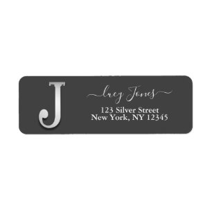 Etiqueta Nome J do Monograma Personalizado Elegante Silver