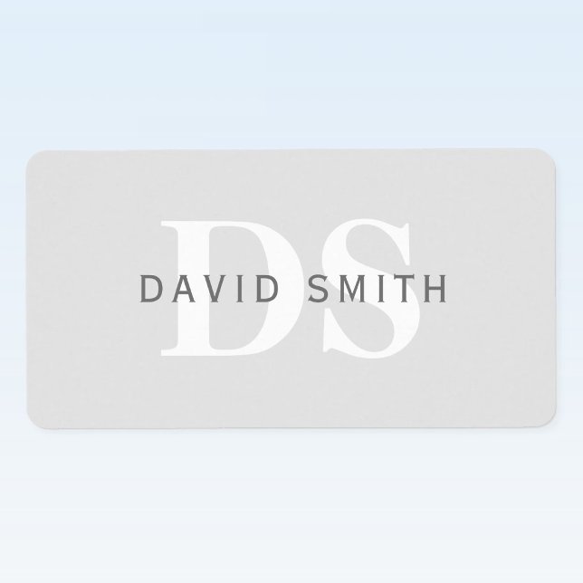 Etiqueta Nome Moderno e Monograma | Verde e branco (Criador carregado)