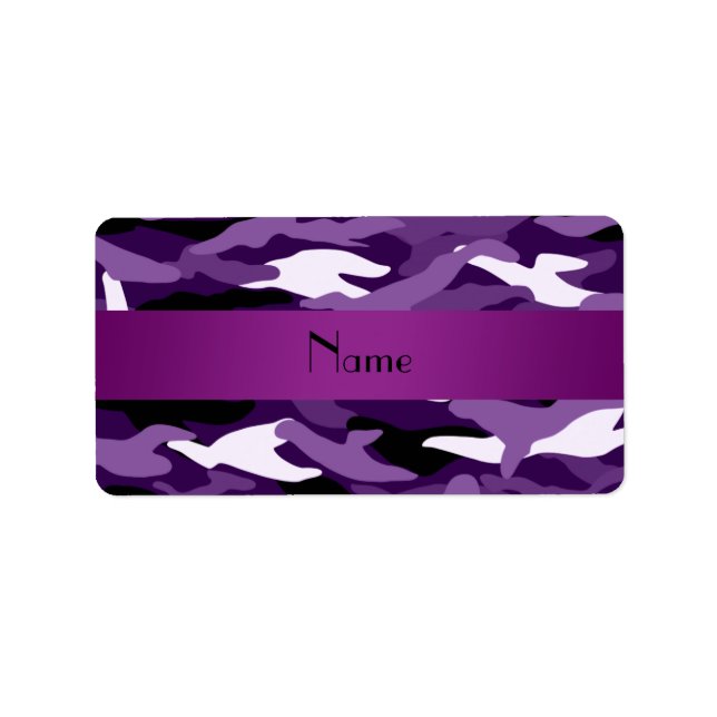 Etiqueta Nome personalizado camuflagem roxa (Frente)