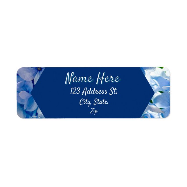 Etiqueta Nome Personalizado de Hydrangea Azul (Frente)