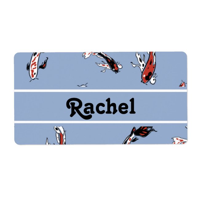 Etiqueta Nome personalizado koi fish blue (Frente)