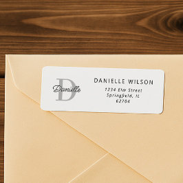 Etiqueta Nome Personalizado Mínimo Elegante Monograma Simpl