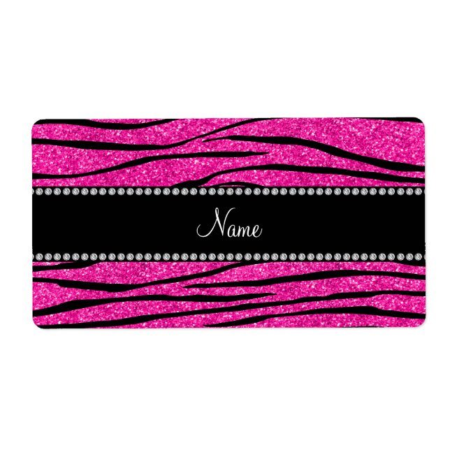 Etiqueta Nome personalizado: neon hot pink glitter strips (Frente)