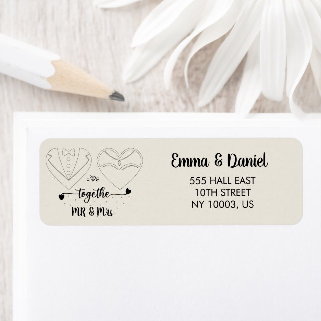 Etiqueta nome personalizado noiva e noivo moderno script pi (Insitu)