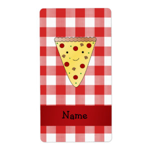Etiqueta Nome personalizado pizza vermelha