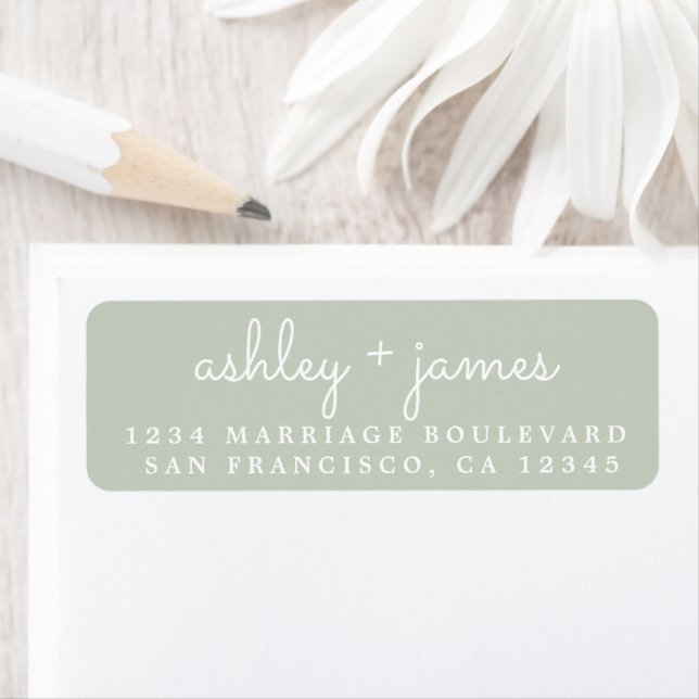 Etiqueta Nomes Legais Pastel Green Wedding Endereço de Devo (Insitu)