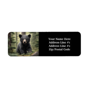 Etiqueta North Woods Little Black Bear Cubo