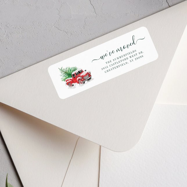 Etiqueta Nós Mudamos Endereço de Devolução para Férias de N (We've Moved Christmas Holiday Return Address Label)