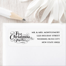 Etiqueta Nosso Primeiro Natal Juntos Endereço de Script Pre